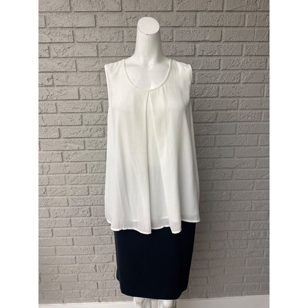Marc Bouwer Women White Sleeveless Accordion Pleated Hi-Lo Blouse Size M